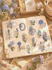 Vintage Blue Floral PET Stickers — 30pc | Journaling Scrapbook Pack