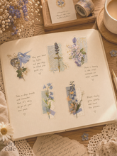 Vintage Blue Floral PET Stickers — 30pc | Journaling Scrapbook Pack