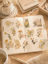 Vintage Botanical Gold Foil PET Stickers — 30pc | Journaling Scrapbook Pack